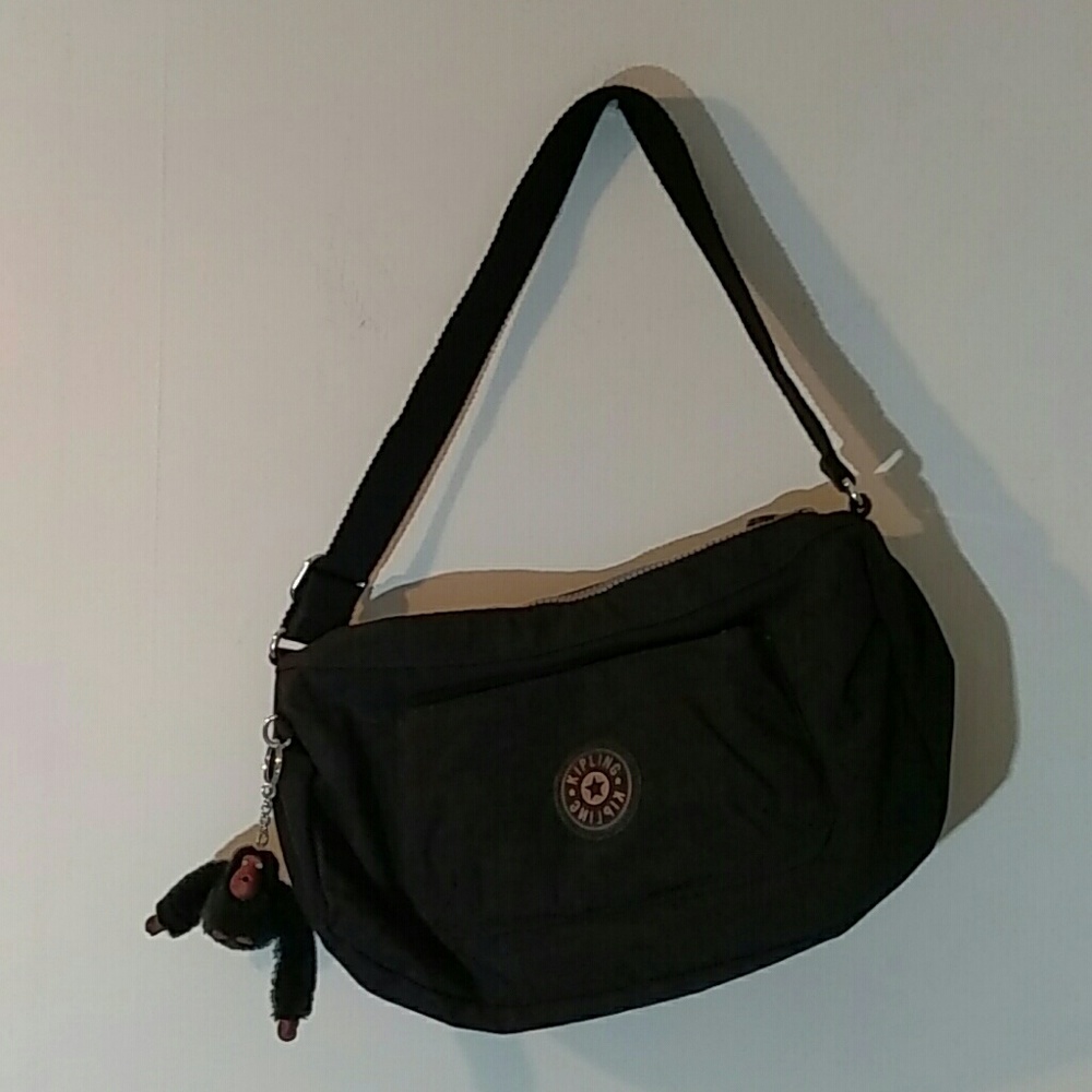 Kipling black nylon monkey handbag